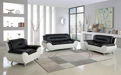 3PC. Sofa, Love & Chair: Black 